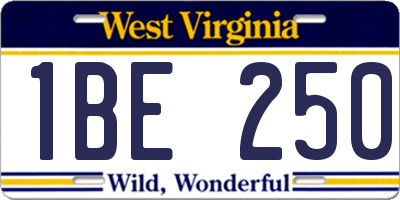WV license plate 1BE250