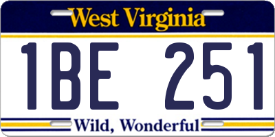 WV license plate 1BE251