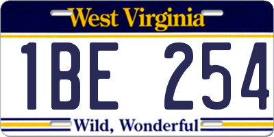 WV license plate 1BE254