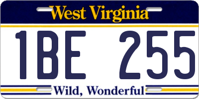 WV license plate 1BE255