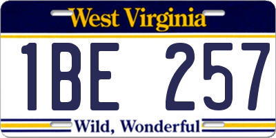 WV license plate 1BE257