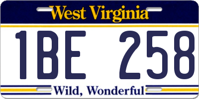 WV license plate 1BE258