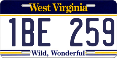 WV license plate 1BE259