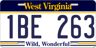 WV license plate 1BE263