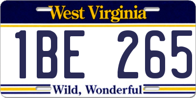WV license plate 1BE265