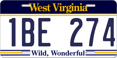 WV license plate 1BE274