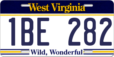 WV license plate 1BE282