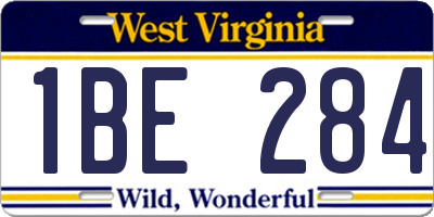 WV license plate 1BE284