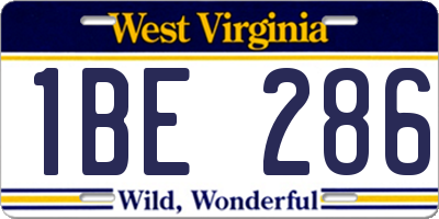 WV license plate 1BE286