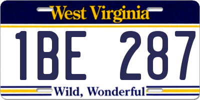 WV license plate 1BE287