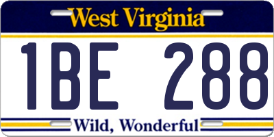 WV license plate 1BE288