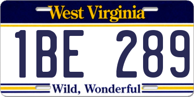 WV license plate 1BE289