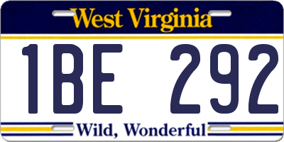 WV license plate 1BE292