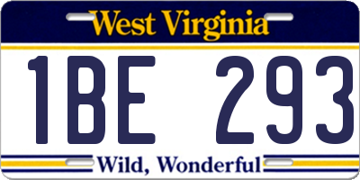 WV license plate 1BE293
