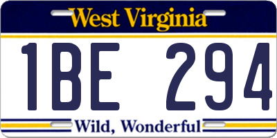 WV license plate 1BE294
