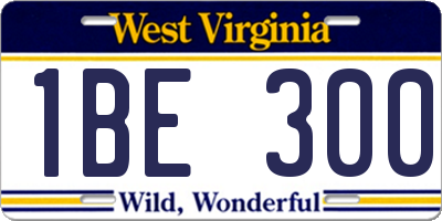 WV license plate 1BE300