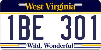 WV license plate 1BE301