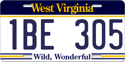 WV license plate 1BE305