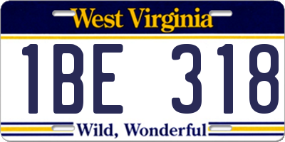 WV license plate 1BE318