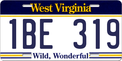 WV license plate 1BE319