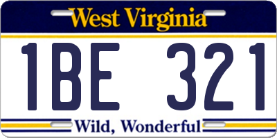 WV license plate 1BE321