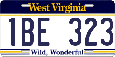 WV license plate 1BE323