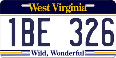 WV license plate 1BE326