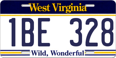 WV license plate 1BE328