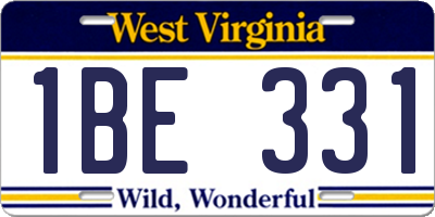 WV license plate 1BE331