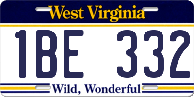 WV license plate 1BE332