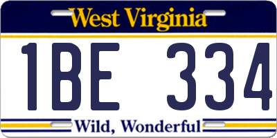 WV license plate 1BE334