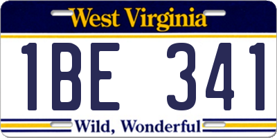 WV license plate 1BE341