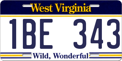 WV license plate 1BE343