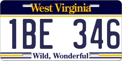 WV license plate 1BE346