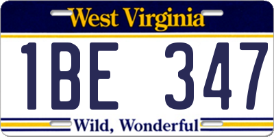 WV license plate 1BE347