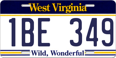 WV license plate 1BE349
