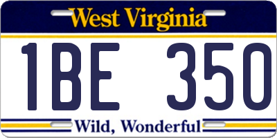 WV license plate 1BE350