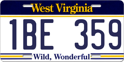 WV license plate 1BE359
