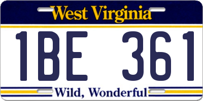 WV license plate 1BE361