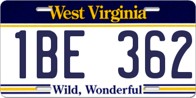 WV license plate 1BE362