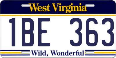 WV license plate 1BE363