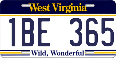 WV license plate 1BE365