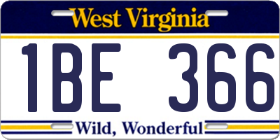 WV license plate 1BE366