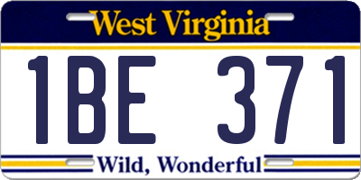 WV license plate 1BE371