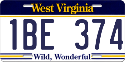 WV license plate 1BE374