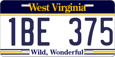 WV license plate 1BE375