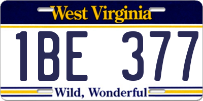 WV license plate 1BE377
