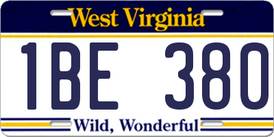 WV license plate 1BE380