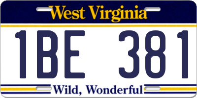 WV license plate 1BE381