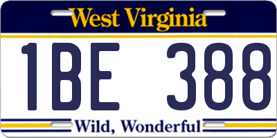 WV license plate 1BE388